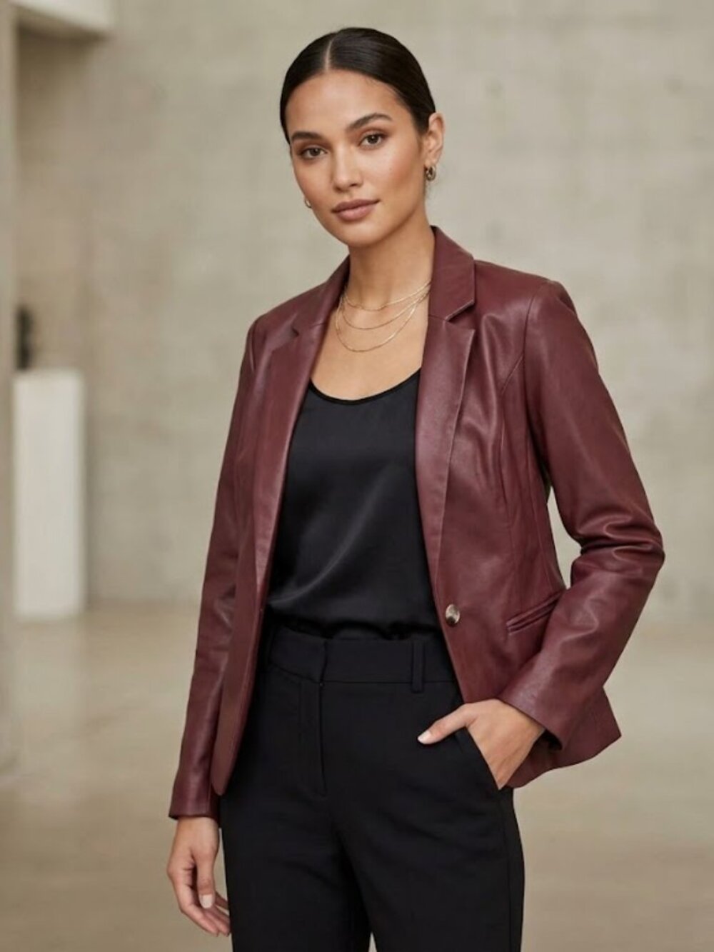 Marc New York Andrew Marc Women's Burgundy faux Leather Jacket Medium